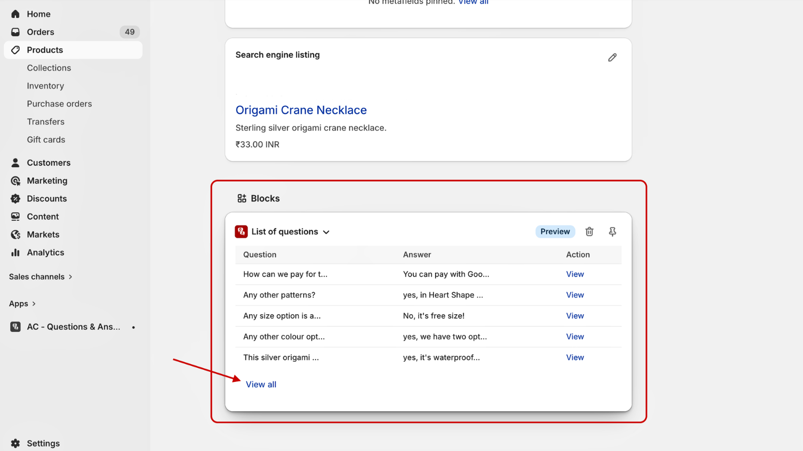 Single question delete 1