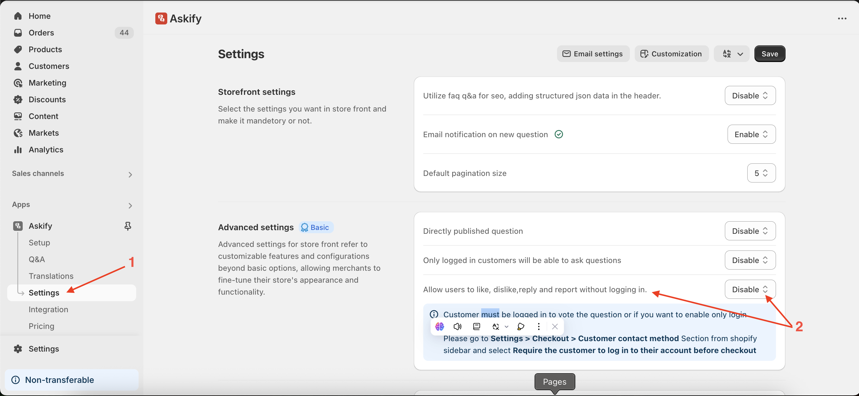Enable Require the customer login