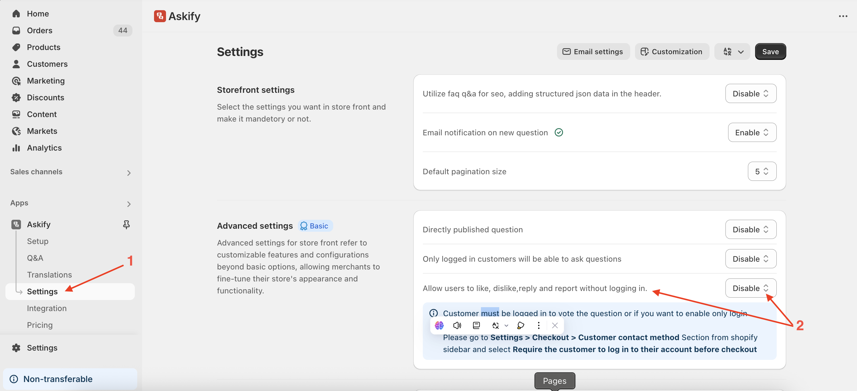 Enable Require the customer login
