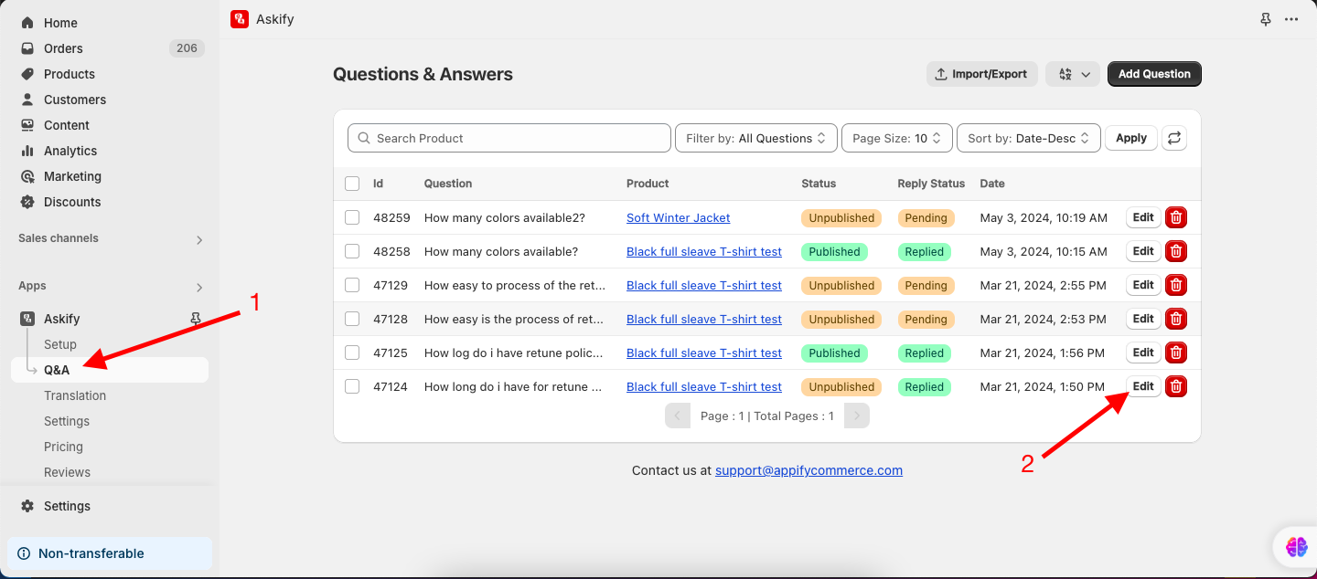 Update questions visibility 1