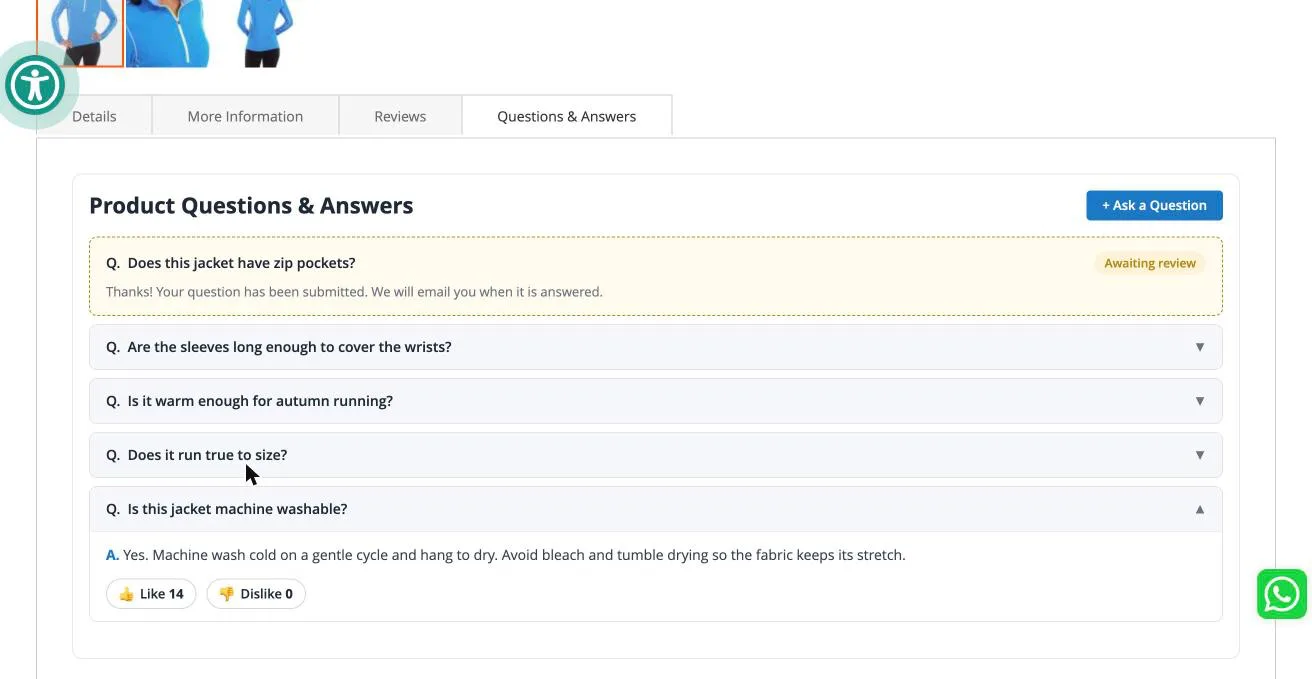 A submitted question shown as awaiting review