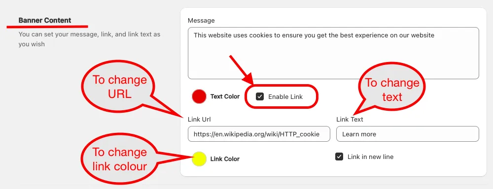 link to the message in the banner