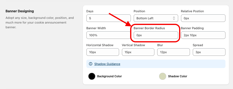 Border Radius option