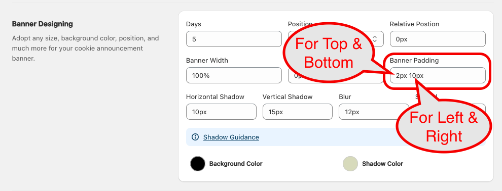 padding setting