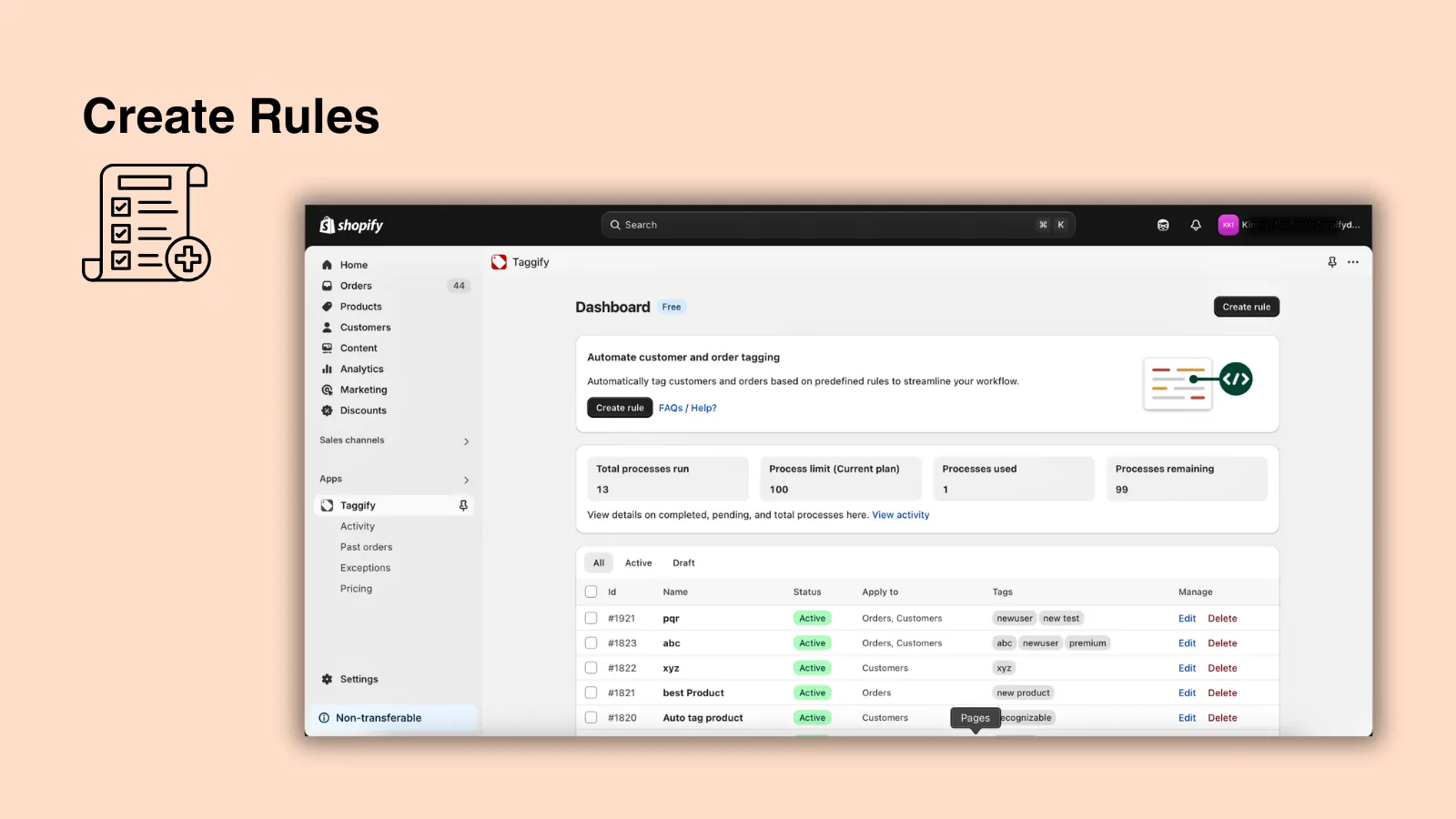 Taggify ‑ Customer &amp; Orders App