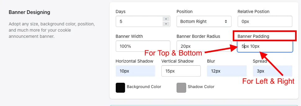 cookie consent banner padding